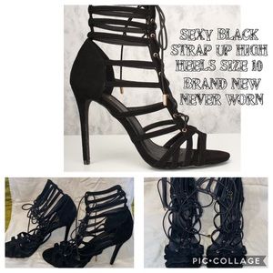 strappy black heels